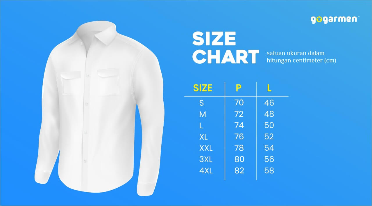 size chart kemeja
